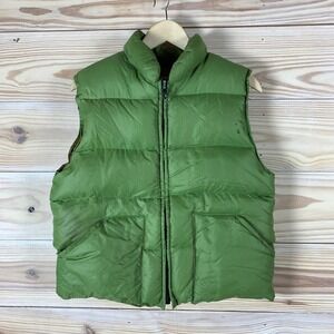 Western Trails Puffer Vest Mens M‎ Green Vtg Ripstop Down Fill Talon Zip Thick